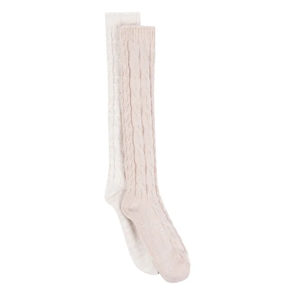 2 paires de chaussettes longues - Beige
