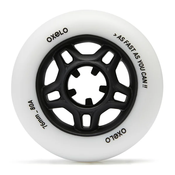 4 roues de roller en ligne fitness adulte FIT 76mm 80A blanches