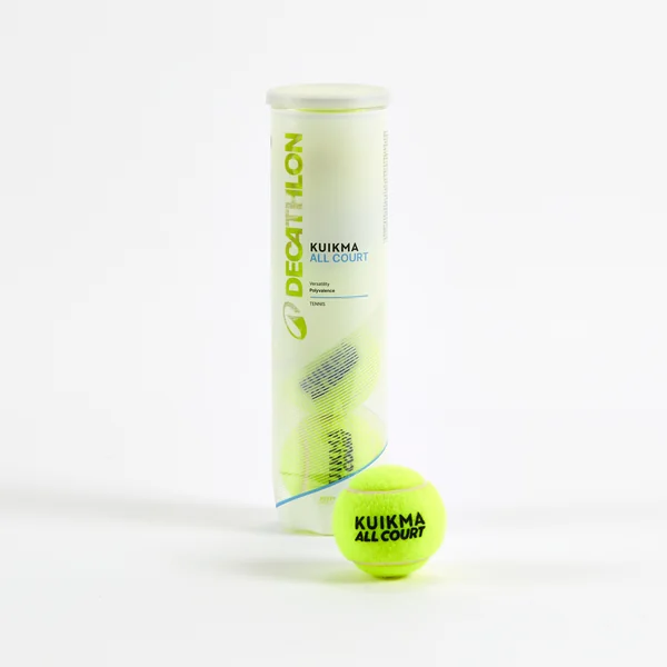 Balle de tennis polyvalente entrainement tube de 4, Kuikma All Court
