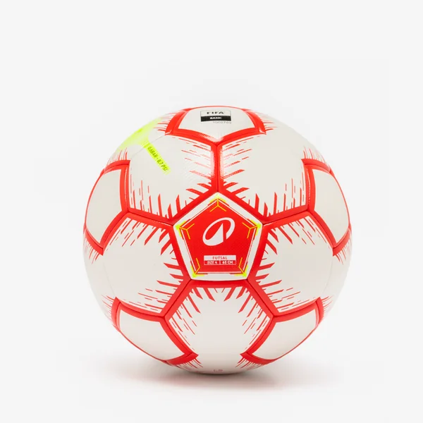 Ballon de futsal hybride taille 4, rouge fluo et blanc