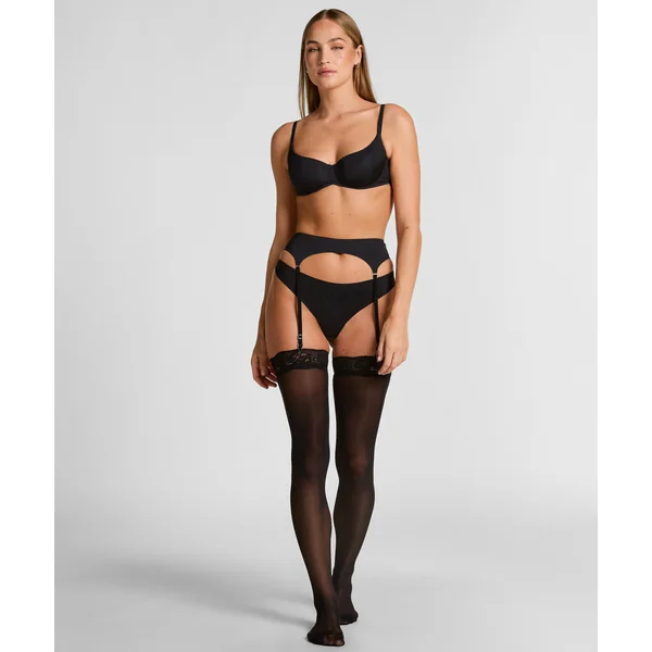 Bas 30 Deniers Dentelle Anti Ladder - Noir