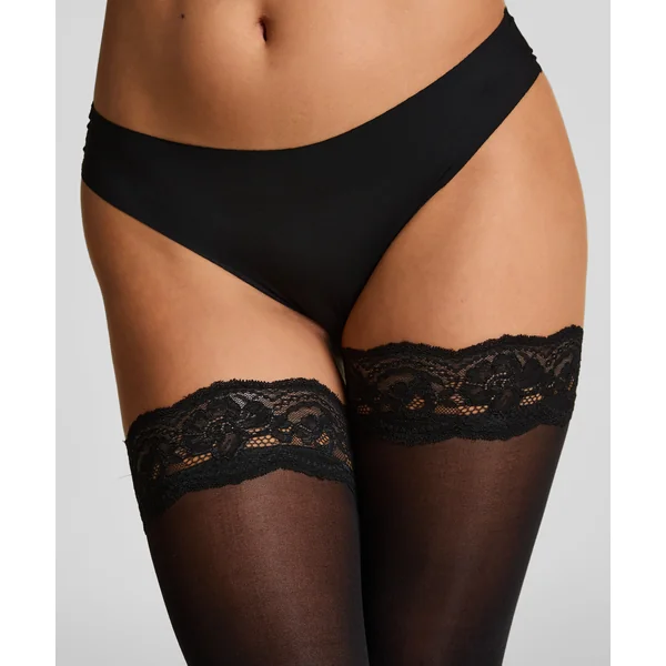 Bas Autofixants 30 Denier Dentelle Anti Ladder - Noir