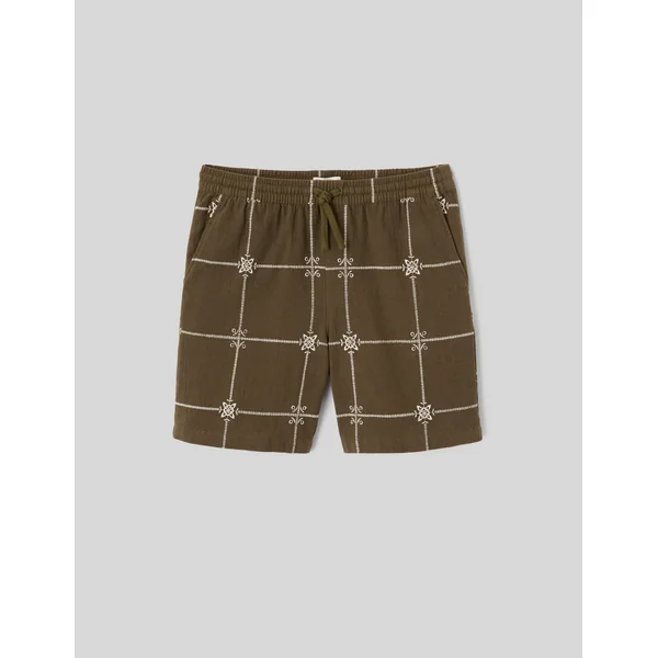 Bermuda brodé Vert kaki