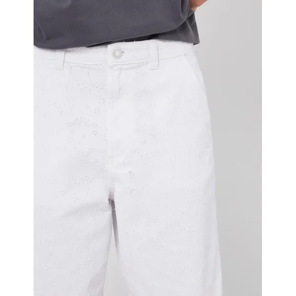 Bermuda en jean blanc fantaisie Blanc