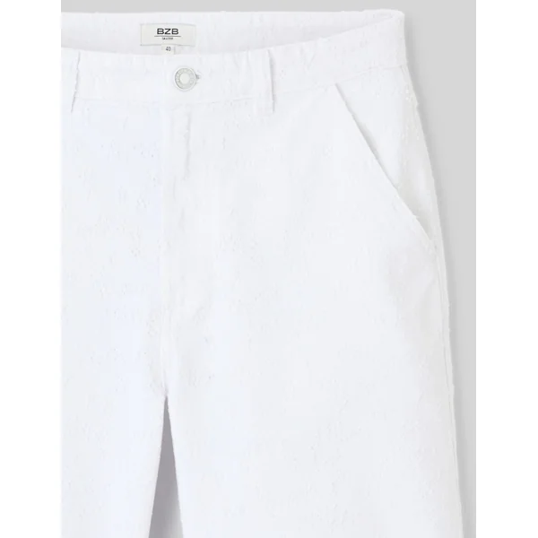 Bermuda en jean blanc fantaisie Blanc