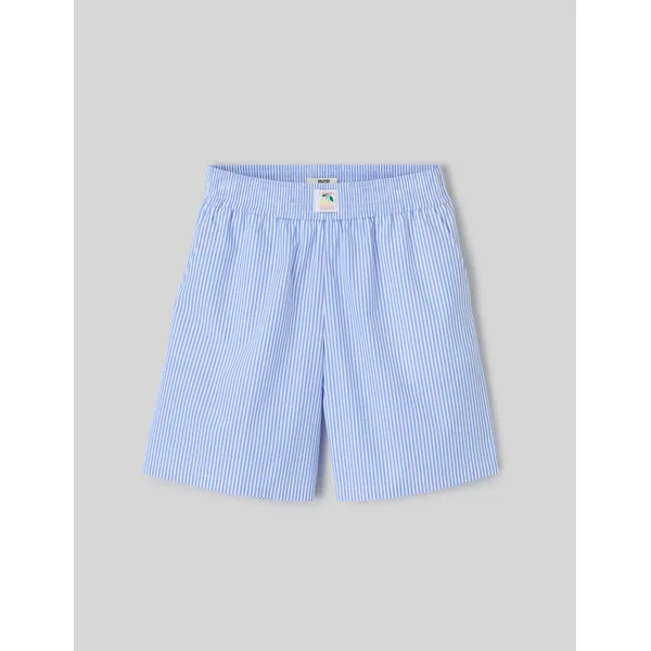 Bermuda rayé en popeline Bleu moyen