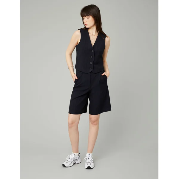 Bermuda rayé polyester recyclé Bleu foncé