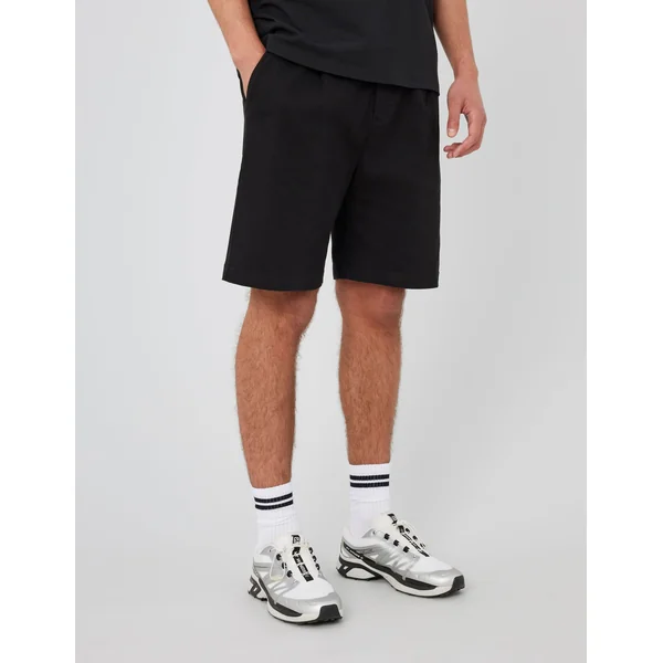 Bermuda à pinces taille élastiquée Noir