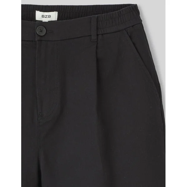Bermuda à pinces taille élastiquée Noir