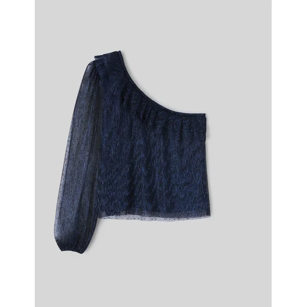 Blouse asymétrique pailletée Bleu foncé
