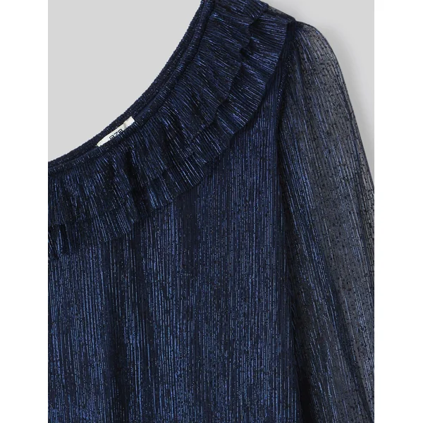 Blouse asymétrique pailletée Bleu foncé