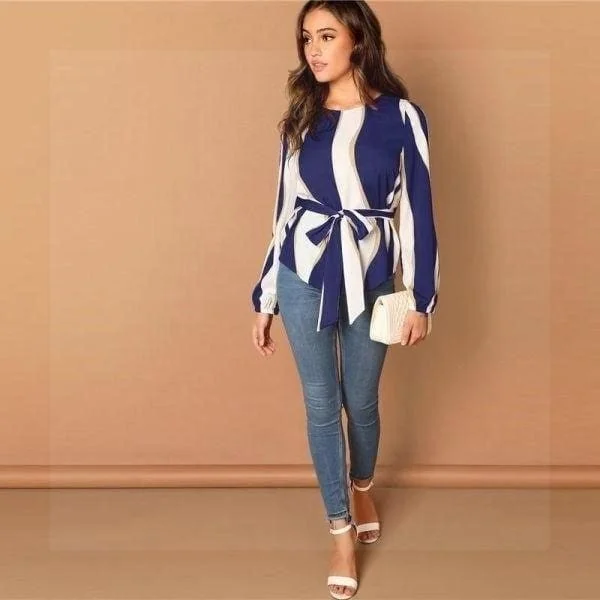 Blouse bohème bleu et blanc