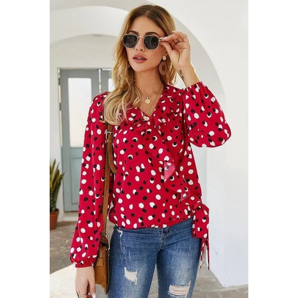 Blouse Bohème Rouge à Pois