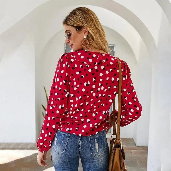 Blouse Bohème Rouge à Pois