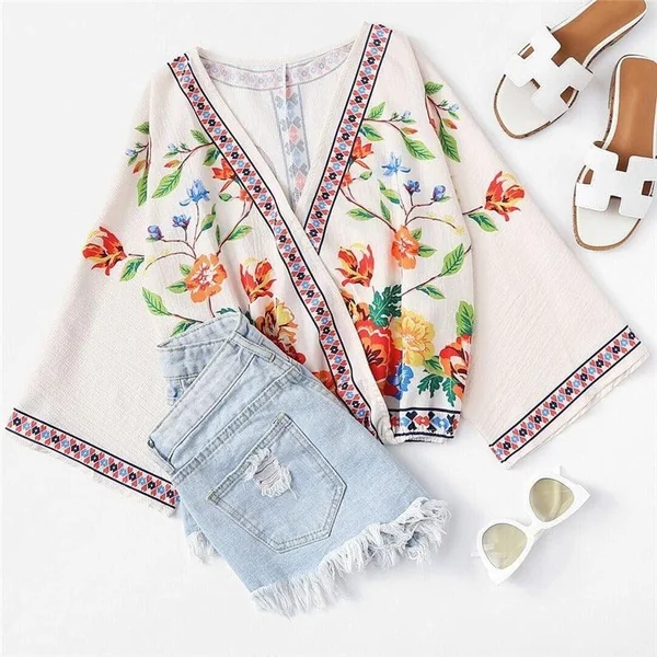 Blouse bohème à fleurs