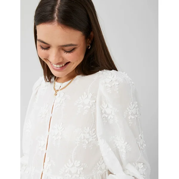 Blouse broderie 3D Blanc écru