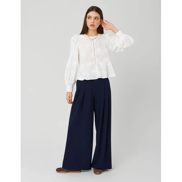 Blouse broderie 3D Blanc écru