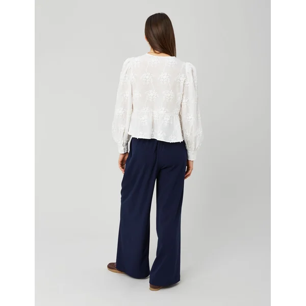 Blouse broderie 3D Blanc écru