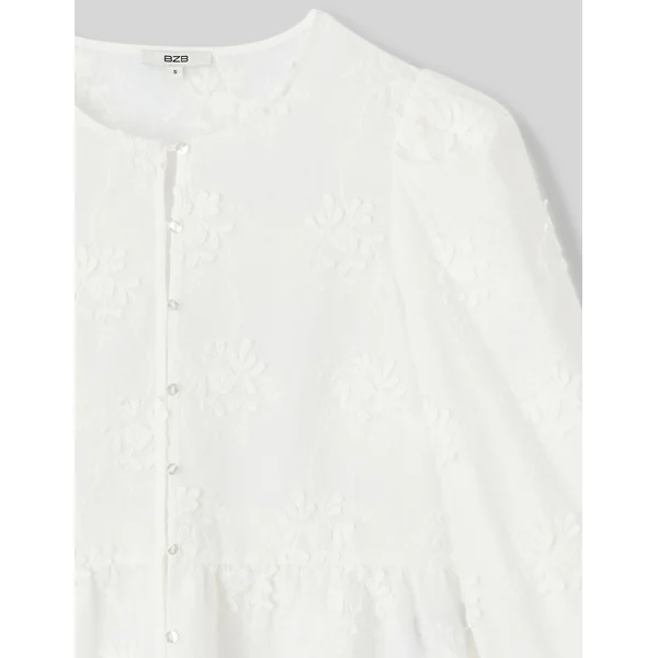 Blouse broderie 3D Blanc écru