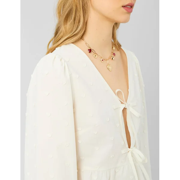 Blouse broderie 3D Blanc écru