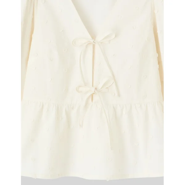 Blouse broderie 3D Blanc écru