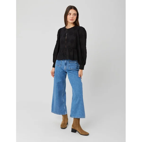Blouse broderie 3D Noir