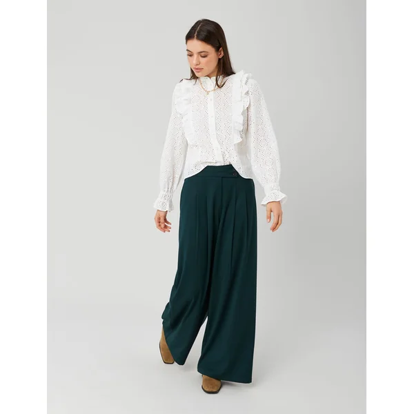 Blouse broderie anglaise à volants Blanc écru