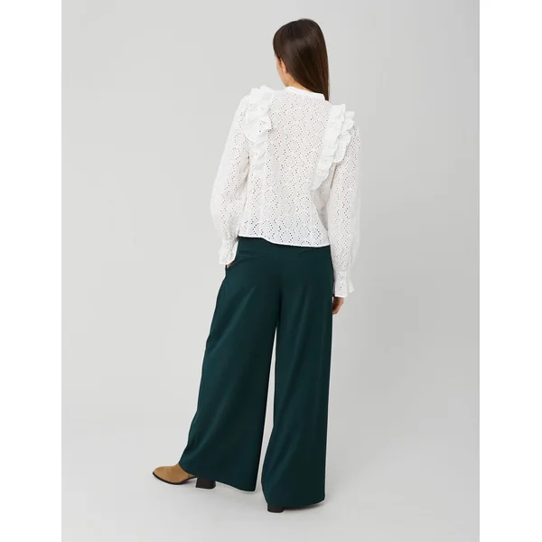Blouse broderie anglaise à volants Blanc écru