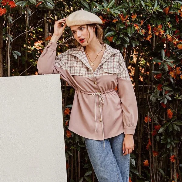 Blouse Chemise Rose à Manches Longues
