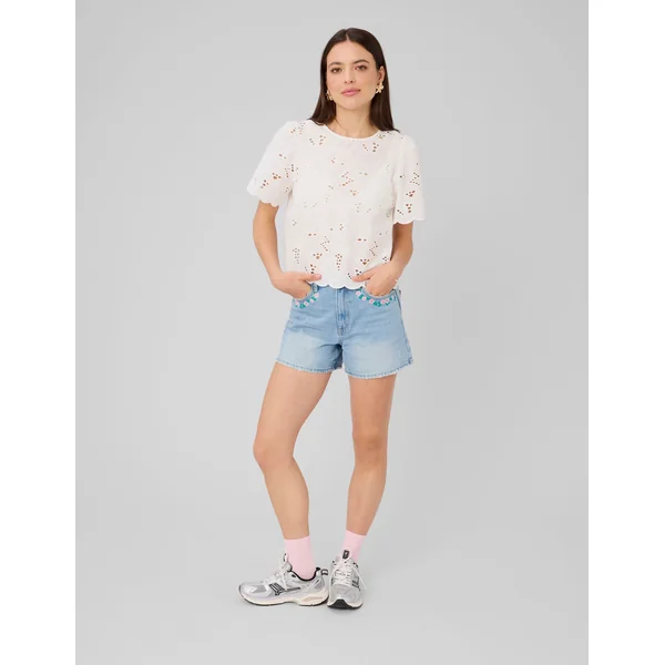 Blouse en broderie anglaise Blanc