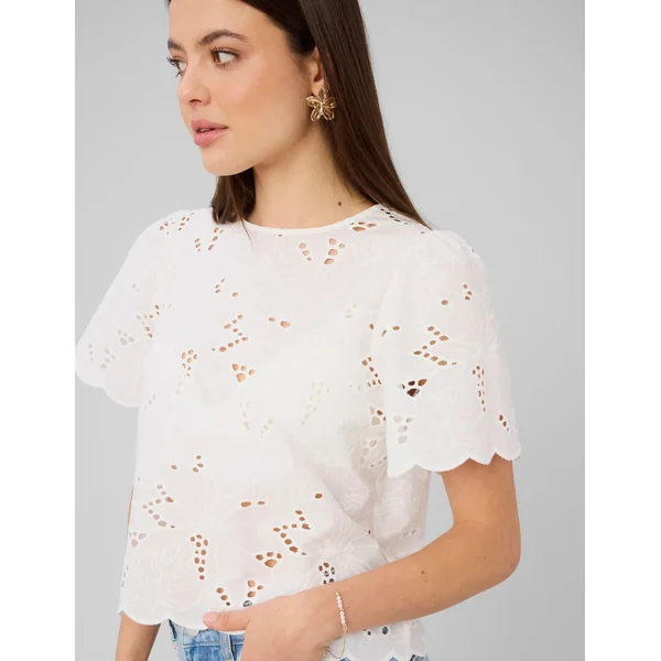 Blouse en broderie anglaise Blanc