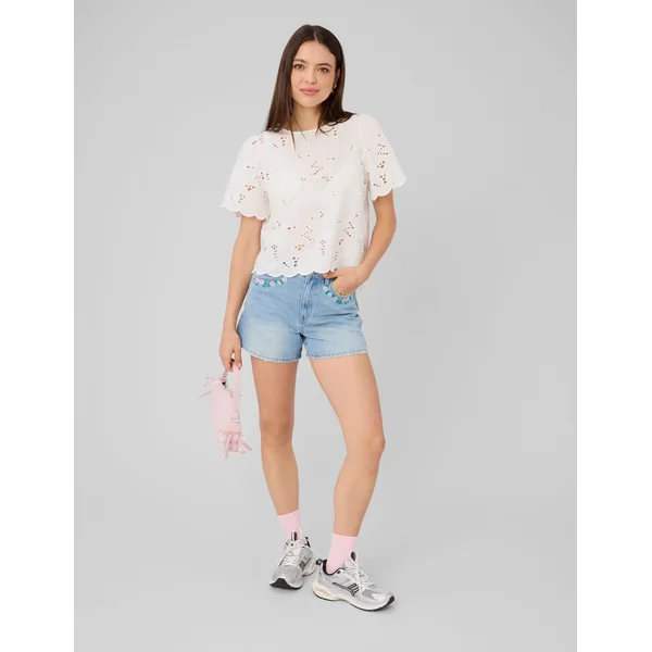 Blouse en broderie anglaise Blanc