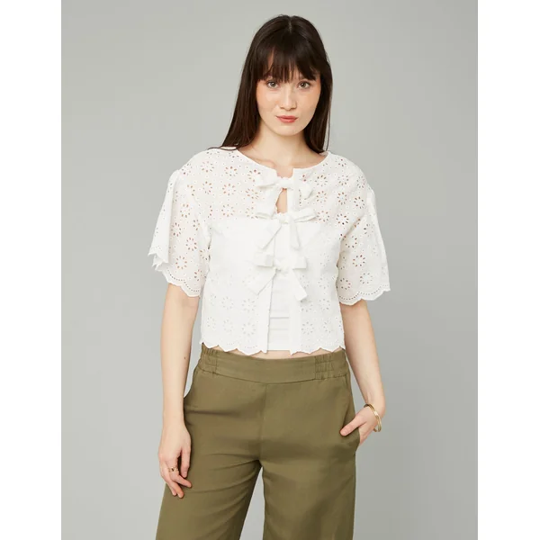 Blouse en broderie anglaise Blanc écru
