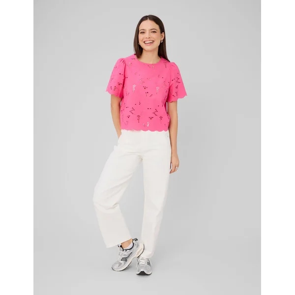 Blouse en broderie anglaise Rose