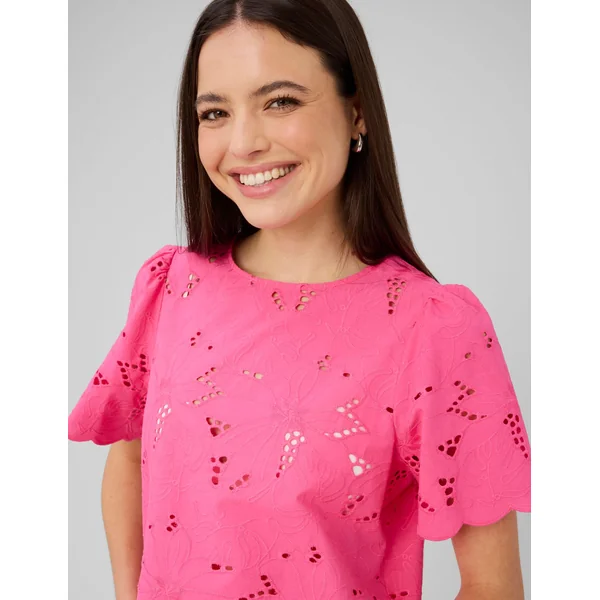Blouse en broderie anglaise Rose
