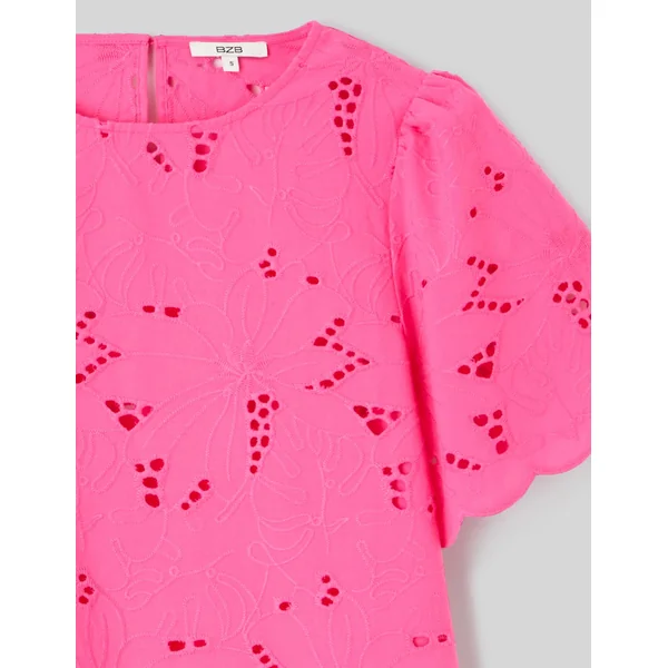 Blouse en broderie anglaise Rose