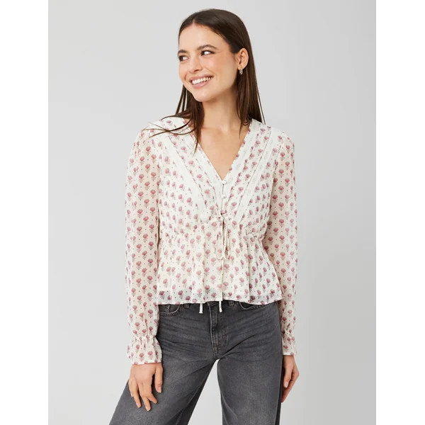Blouse en voile imprimé Multicolore