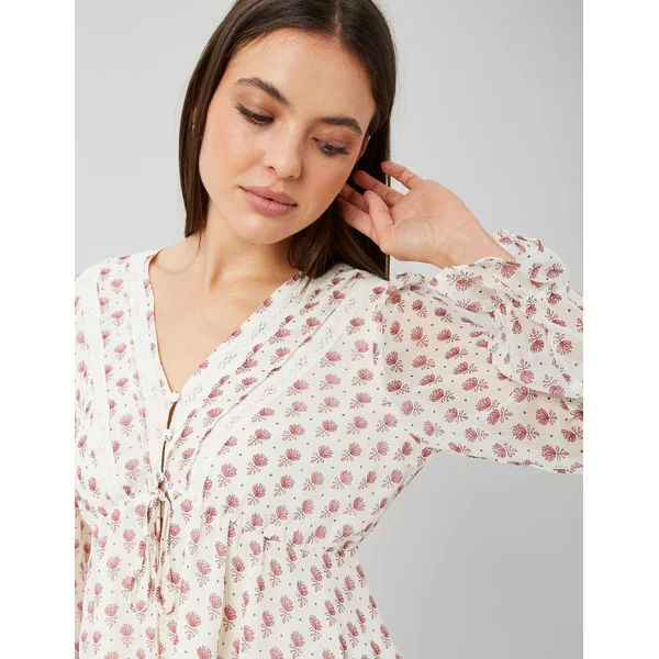Blouse en voile imprimé Multicolore