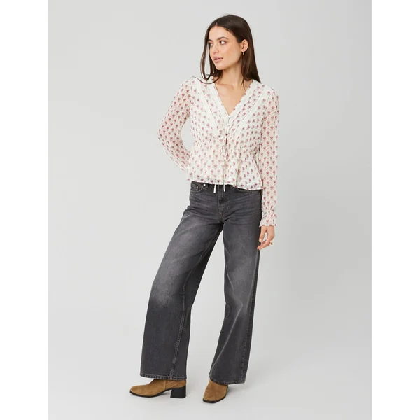 Blouse en voile imprimé Multicolore