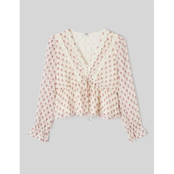Blouse en voile imprimé Multicolore