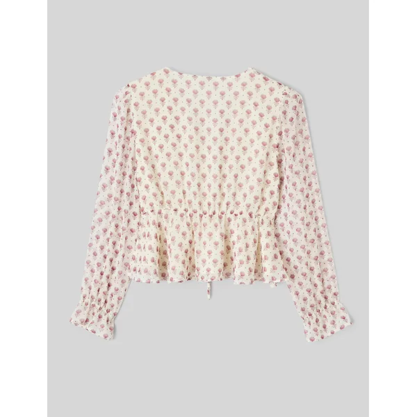 Blouse en voile imprimé Multicolore