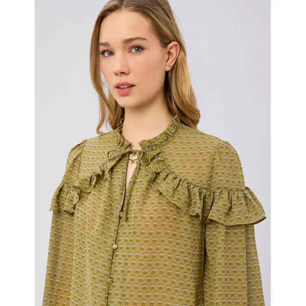 Blouse en voile imprimée Multicolore