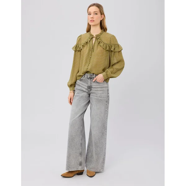 Blouse en voile imprimée Multicolore