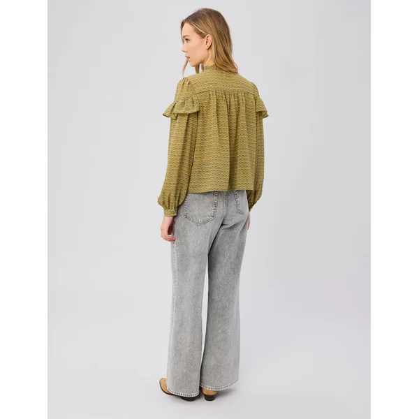 Blouse en voile imprimée Multicolore