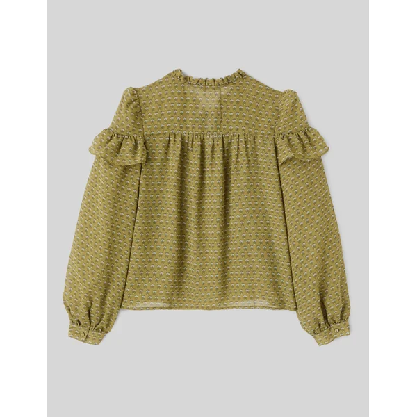 Blouse en voile imprimée Multicolore