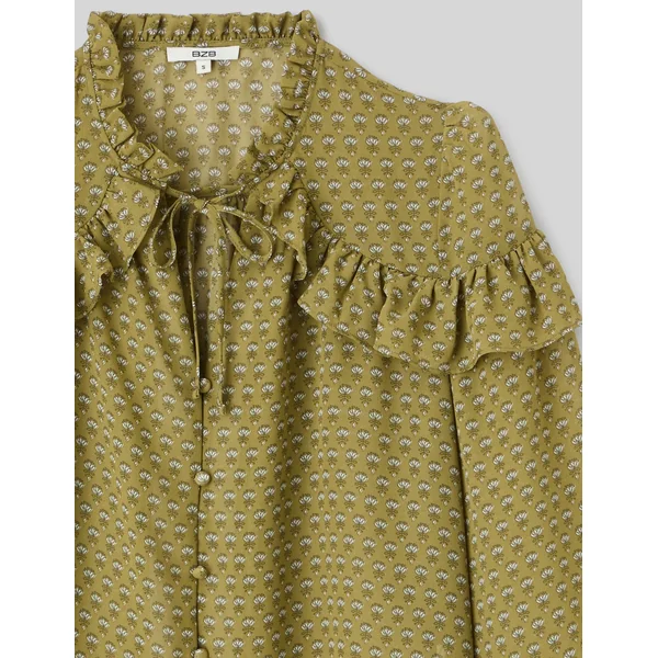 Blouse en voile imprimée Multicolore