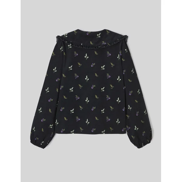 Blouse imprimée en velours côtelé Noir