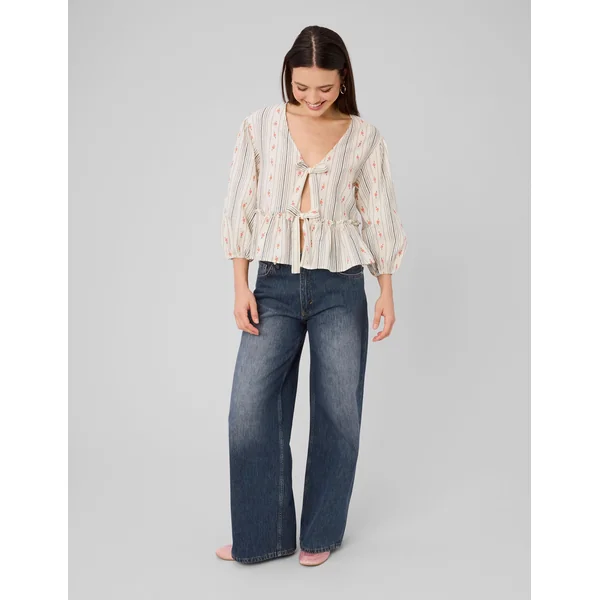 Blouse imprimée à nouer Multicolore