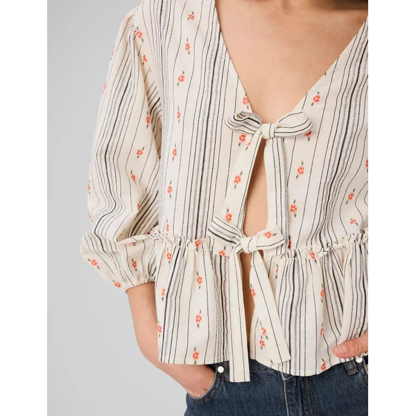 Blouse imprimée à nouer Multicolore