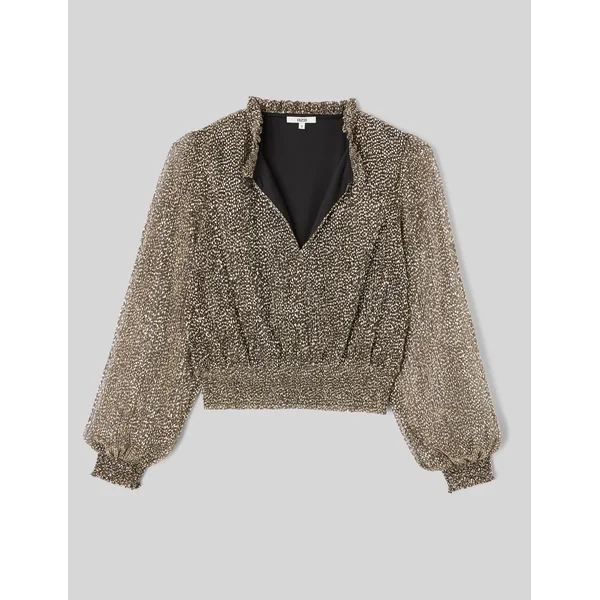 Blouse plissée pailletée Noir